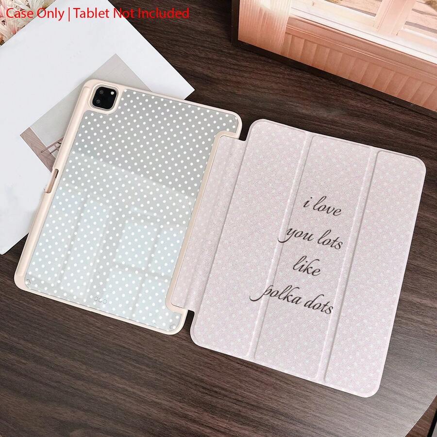 1 chiếc ốp bảo vệ máy tính bảng chấm bi hồng trắng với chức năng tự động bật/tắt màn hình, chân đế gập ba, khe cắm bút, tương thích với iPad, Galaxy Tab, iPad và máy tính bảng. - Nhiều màu - Xem 1