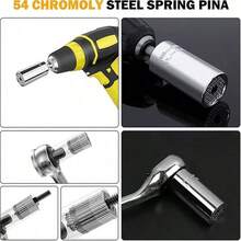通用套筒扳手工具套装 7-19mm 套筒扳手套装，带 3/8 棘轮扳手和电钻适配器，适合 DIY 爱好者、丈夫、男友、父亲、女性的礼物（银色） - A - 查看 10