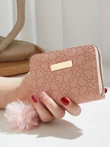 1pc Diamond Quilted Embroidered Coin Purse With Sequin Decor & Fluffy Pom Pom Charm, Cute & Sweet Handbag Suitable For Daily Use And Gift - Multicolor - View 19