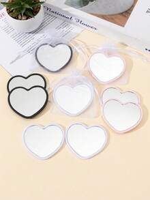 1pc/10pcs/30pcs Heart-Shaped Mirror Gift Bags. Cute Makeup Mirror Suitable For Student Dorms. Mirror Gift For Friends Or Girlfriends. Essential Travel Makeup Mirror. - Multicolor - View 2