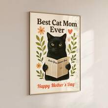 1pc Unframed Interesting Cat Mom Print Gift, Cat Mom Poster, Cat Lover Wall Art Decor, Suitable For Apartment, Living Room, Bedroom, Dorm, Back To School - Cat - View 1