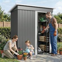 Asofer Caseta metálica exterior impermeable con puerta corredera, resistente a la corrosión, para jardín, patio o terraza, color gris, 163 * 89 * 182 cm. - Gris - Ver 3
