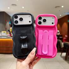 1 pieza Funda de teléfono protectora de TPU grueso con forma de onda, adecuada para GalaxyS25Utarl/S26+/S22FE/A55/A56/A14/ 12C/14T/Note10 12pro - Negro - Ver 5