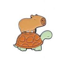 1/7 piezas Broche de dibujos animados Lindo Carpincho Gato Tortuga Pasador de esmalte de metal creativo Insignia Joyería Accesorios de ropa Mochila Regalo para amigos - Talla única - Ver 10