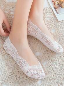 Women's Transparent Lace Loafer Socks, Invisible Non-Slip Low-Cut Socks, Christmas Gift - Multicolor - View 4