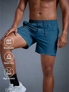 Men's Casual Loose Lightweight Quick-Dry Shorts, Plus Size Fashion Sports Shorts - Blue - View 2