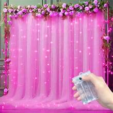 1 bộ đèn rèm LED trong nhà với 8 chế độ chiếu sáng, đèn trang trí không gian bằng pin, thích hợp cho các dịp lễ, đám cưới, tiệc sinh nhật, trang trí cửa sổ phòng ngủ (Không bao gồm pin) - Đèn rèm hộp pin AA - Xem 10