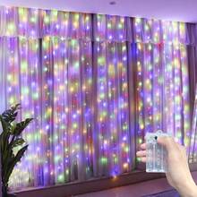 1pc Wedding Window Curtain LED String Lights With 8 Lighting Modes, Battery Powered Indoor Hanging Lights For Birthday Party, Bedroom, Living Room, Window Decor, Holiday Lighting (Batteries Not Included) - AA Battery Box Curtain Light - View 23
