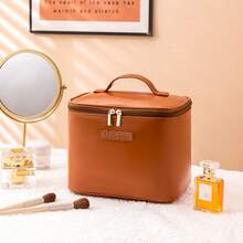 1pc PU Large Capacity Cosmetic Bag, Portable Waterproof Multi-Compartment Toiletry Organizer Pouch - Multicolor - View 12