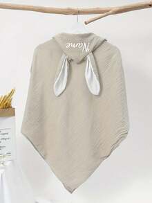 Customized Text/LOGO Cotton Double-Layer Gauze Baby Hooded Towel Cloak With Rabbit Ears, Unisex Baby/Toddler Bathrobe - Multicolor - View 4