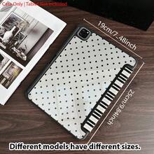 1pc White & Black Polka Dot Piano Lace Tablet Protective Case With Auto Wake/Sleep, 3-Fold Stand, Pencil Slot, Compatible With IPad, Galaxy Tab, Pad, Tablet - Multicolor - View 3