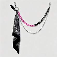 1条美式嘻哈腰果花腰链，双层链条街舞配饰男女通用牛仔裤挂链 - 彩色 - 查看 2