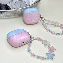 1个可爱蓝粉渐变幸运星耳机盒，带腕带，兼容三星耳机 - 藍粉拼色 - 查看 9