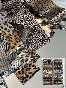 10 Rolls RitaNail Nail Art Stamping Foil Set, Leopard Print Y2K Nail Decals, DIY Cute Salon & Home Manicure Accessories - Multicolor - View 3
