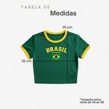 Women's Cropped Blouse Brazil Print Ribbed World Cup Premium T-Shirt - 綠色 - 查看 3