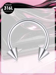 16G Joyería de perforación de ceja estilo punk de acero inoxidable 316L, barra curva, pequeño aro de ceja, aros de septum, aros de nariz, joyería de labio vertical, rook de oreja, helix, concha y daith para mujeres y hombres - Plateado - Ver 5