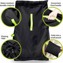 Bolsa de almacenamiento para coche de bebé de gran capacidad de tela Oxford 420D, que puede usarse como mochila o bolso de mano, con cubierta antipolvo y material resistente al agua. - Negro - Ver 6