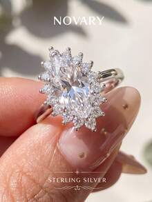 1pc 925 Silver Horse Eye Shaped Cut Ring, Exquisite Horse Eye Cut Details, Elegant Finger Accessory - Horse Eye Ring - View 3