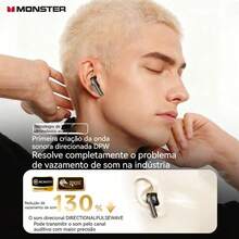 Monster Q11 True Wireless Earbuds, Semi-In-Ear Design, Bluetooth 5.4, 30H Playtime, HD Sound, Low Latency for Music & Gaming – Black - 查看 3