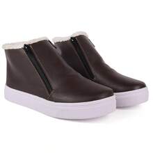Women's Ankle Boots With Fur Lining, Short Shaft, And Side Zipper - Lightweight And Comfortable - Earth Brown - View 6