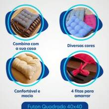 Almofada Futon Para Cadeira 40x40cm Grande Cheia Com Fitinhas De Amarrar - Laranja-UN - Visão 7