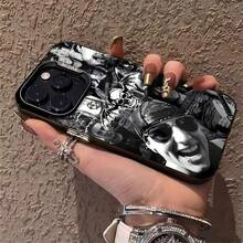 Funda para teléfono con estampado de calavera y tibias cruzadas, compatible con fundas para Samsung, Apple, VIVO, OPPO, , ,  y Honor. Fabricada en TPU, ofrece protección contra golpes y caídas. Un regalo ideal para amigos y familiares. - Negro - Ver 4