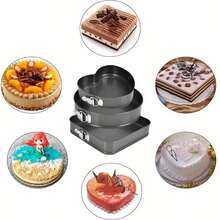 TUMATICLY 6PCS Springform Cake Pan Set (7, 8, 9, 10, 11 Inch) Heart, Round, Square Leak-Of Non-Stick Cheesecake Pan With Detachable Bottom Carbon Steel Baking Tray - Suitable For Making Mousse And Honeycomb Cake - Essential For Baking Enthusiasts - - View 4