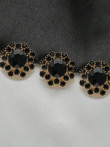 3pcs Elegant Crystal Flower Metal Buttons - Suitable For Shirts, Sweaters, Jackets And Coats - DIY Sewing Crafts, Gold/Black - Multicolor - View 25