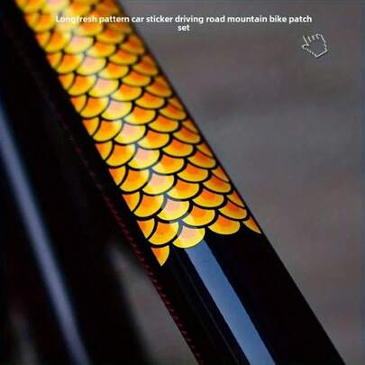 2pcs Yellow Fish Scale Vivid Dragon Scale Bicycle/Motorcycle Stickers - Waterproof And Scratch-Resistant Vinyl Stickers, Car Steering Wheel Stickers