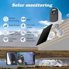 Camera an ninh ngoài trời năng lượng mặt trời 2K 4MP độ phân giải cao, PTZ CCTV kết nối WiFi 2.5G/5G, điều khiển qua APP, cảm biến PIR, đàm thoại hai chiều, chức năng nhìn đêm màu, pin sạc dung lượng lớn 5000mAh + nguồn điện mặt trời, thiết kế giám sát thời trang, ghi hình video độ phân giải cao, phù hợp cho ngoài trời, đường phố, sân vườn, an ninh gia đình, phòng chống tấn công xã hội, v.v. - Nhiều màu - Xem 12