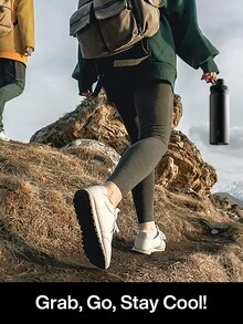 Bình nước thể thao cách nhiệt bằng thép không gỉ 18oz có nắp ống hút và tay cầm, miệng rộng, hai lớp chống rò rỉ, giữ lạnh 24 giờ, giữ nóng 12 giờ. - 18oz Đen - Xem 10