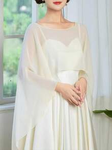 1 chiếc khăn choàng dệt kim nhuộm loang màu trắng đen thanh lịch, chất liệu chiffon, polyester thoáng khí, phụ kiện thời trang cho váy dạ hội. - Nhiều màu - Xem 2