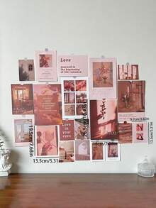 20 buah Kartu Hiasan Dinding Pola Pemandangan Untuk Kamar Tidur - Dusty Pink - View 2