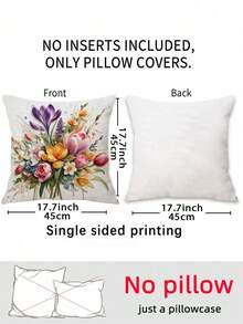 1 pieza Funda de almohada clásica con patrón floral de imitación, funda decorativa para cojín de sofá de sala de estar para todas las estaciones, inserto de almohada no incluido - Las flores de primavera florecen - Ver 2