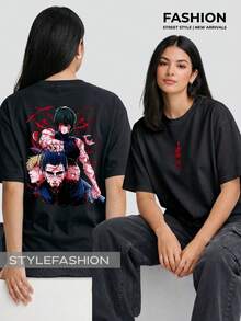 Streetwear Anime Dark  Geek Manga Character Protagonist Makii Unisex 100% Cotton - 黑色 - 查看 2