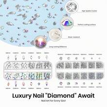 15ML Nail Rhinestone Glue Set Beetles, Gel Nail Glue With 120+2000Pcs AB Crystal Rhinestones, Double-Ended Cleaning Brush, Long Lasting Nail Art Adhesive, DIY Nail Decoration Accessories, Beauty Gifts For Girls & Women - Nail Art Glue & Rhinestones Set - 查看 3