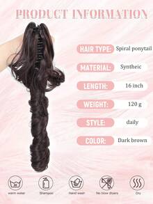 Claw Shaped Ponytail Synthetic Wig With 16 Inch Long Wavy Heat-Resistant Fiber Synthetic Ponytail Suitable For Women's Daily Use And Gatherings - Multicolor - View 5