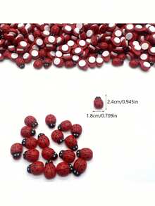 100pcs Ladybug Decorations, 3D Resin Ladybug Stickers, Cute Red Insect Decals Suitable For DIY Crafts, Sticker Albums, Nail Art, Home Decor - Big Red Beetle - View 7