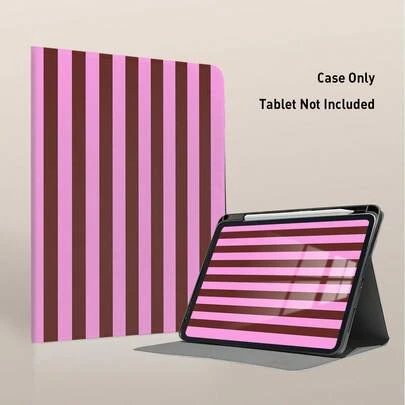 1个带笔槽的翻盖式桌面保护套，双色条纹图案，兼容荣耀Pad 8/9/10、荣耀GT 11.5英寸/X7/X8A/X9/X8Pro/X9Pro/V9/V8 Pro、MatePad SE 11英寸/MatePad 11英寸/11.5英寸、MatePad Pro、苹果第十代/11 2025 (A16)、A9/A9+/A11/S11/S10 FE+，具备自动休眠/唤醒功能，适合作为返校季、情人节、节日礼物。