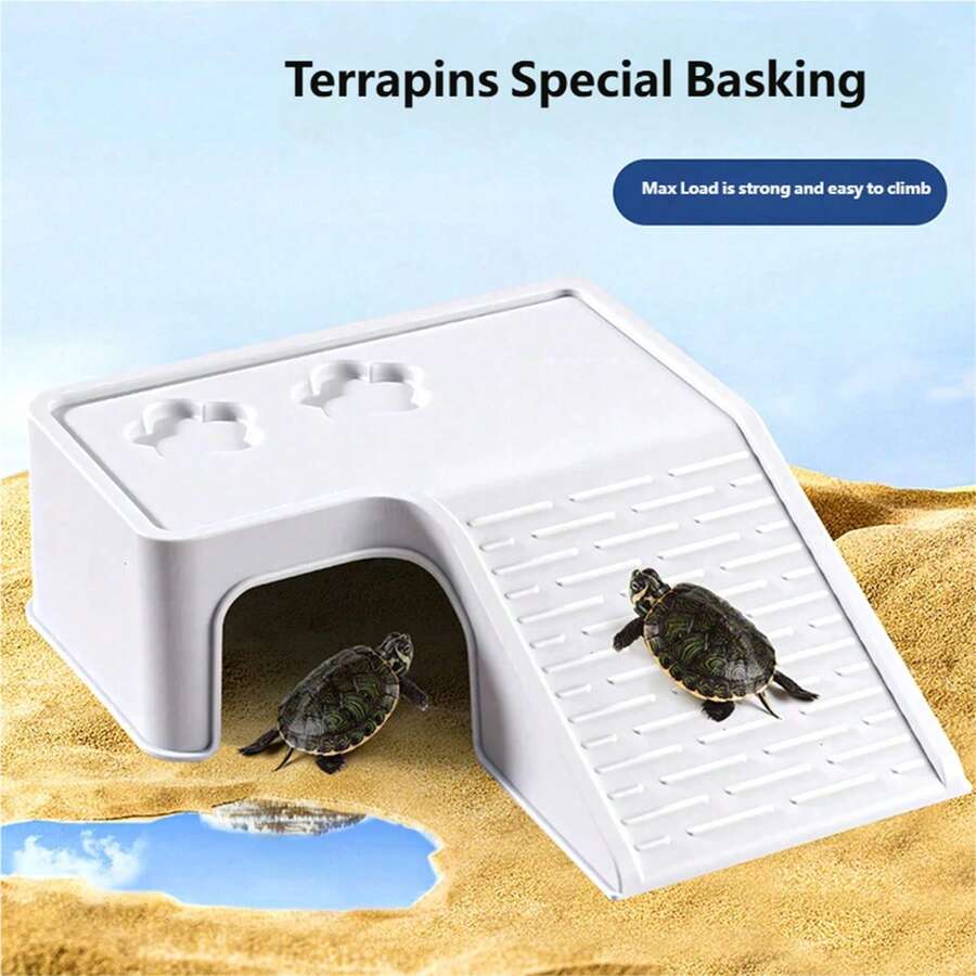 1pc Turtle Basking Platform With Hideout Cave, Ramp Design Reptile Rest Dock, Non-Slip Turtle Climbing Terrace For Aquarium Tortoise Habitat Decor - Multicolor - View 1