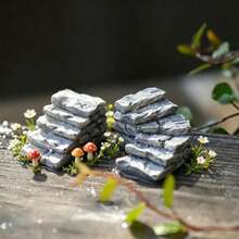 2pcs Mini Resin Decoration, Garden Mini Stone Steps, Walking Stairs Landscape Decoration, Outdoorstatue Set, Home Decoration, Garden Decoration Small Decoration, Doll House Decoration,Microlandscape DIY Decoration - Miniature Landscape Steps - View 3