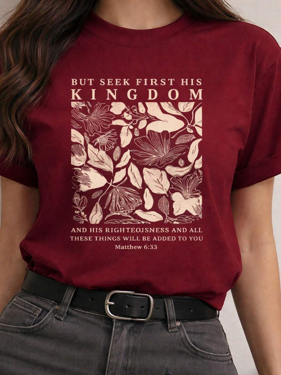 Women's Floral Shirt For Summer, Kingdom Fashion Casual Blouse, 100% Cotton - 紫紅色 - 查看 1