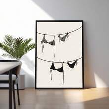 Tranh treo tường bikini tối giản, tranh in trên vải canvas, tranh vẽ bikini phong cách Boho, poster áo tắm, trang trí bãi biển đen trắng cho mùa hè, nhà cửa, ký túc xá, phòng ngủ, quà tặng trang trí tường cho phái nữ, có khung hoặc không khung. - Nhiều màu - Xem 3
