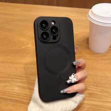 Funda magnética para teléfono para iPhone 17 Pro Max, 17e, 16 Pro Max, 15, 13, con película protectora de lente y carcasa suave a prueba de golpes - Negro - Ver 11