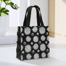 6/12 piezas Bolsas reutilizables de tela no tejida con tema de voleibol, en negro y blanco con estampado de voleibol, adecuadas para jugadores de voleibol, fiestas de equipo, eventos deportivos, regalos de cumpleaños, almacenamiento diario y compras - 9021 - Ver 9