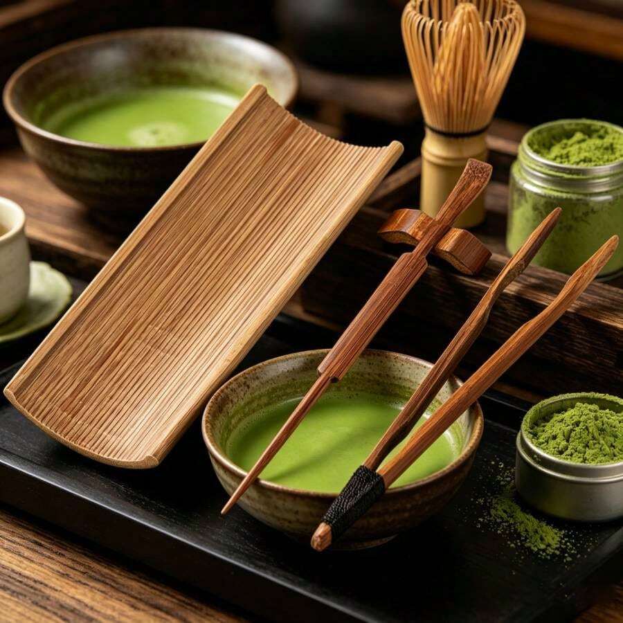 4pcs/Set Matcha Set - Matcha Tea Spoons, Tea Tongs, Tea Stirrer, Tea Needle, Used For Brewing A Cup Of Traditional Japanese Matcha, Handmade From Bamboo. - Multicolor - View 1