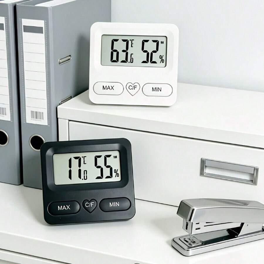 1 pieza Termómetro higrómetro digital de doble pantalla: Interruptor de temperatura °C/°F + Memoria MAX/MIN + Monitoreo digital preciso, Control de confort del dormitorio / Almacenamiento anti-moho / Ajuste del entorno de la oficina, Herramienta de monitoreo portátil para evitar la ceguera, Control fácil del estado de confort de la vida / almacenamiento - A - Ver 1