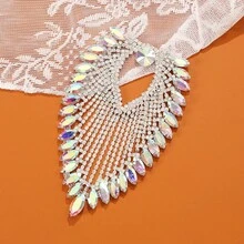 1pc 8.5x13cm Oval Claw Chain Crystal Tassel Decor - Sewing Crystal Applique DIY Craft Bridal Decoration Accessory For Women - Tassel - View 10