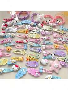 SANRIO 30件/50件Hello Kitty粉色发饰套装，Kitty猫发夹，Hello Kitty发夹，发夹，Hello Kitty发夹套装，KT猫发夹，情人节送女友礼物，可爱粉色毛绒Hello Kitty鳄鱼夹发饰套装，日系卡通KT猫发饰，发夹，婚礼派对发饰礼物 - 髮夾 - 查看 6