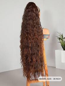 36 Inch Long Lightweight Fully Natural Curly Drawstring Ponytail Black Color Soft Multi-Layer Clip-In Synthetic Hair Ponytail Extension For Women - Gradient Orange - View 3